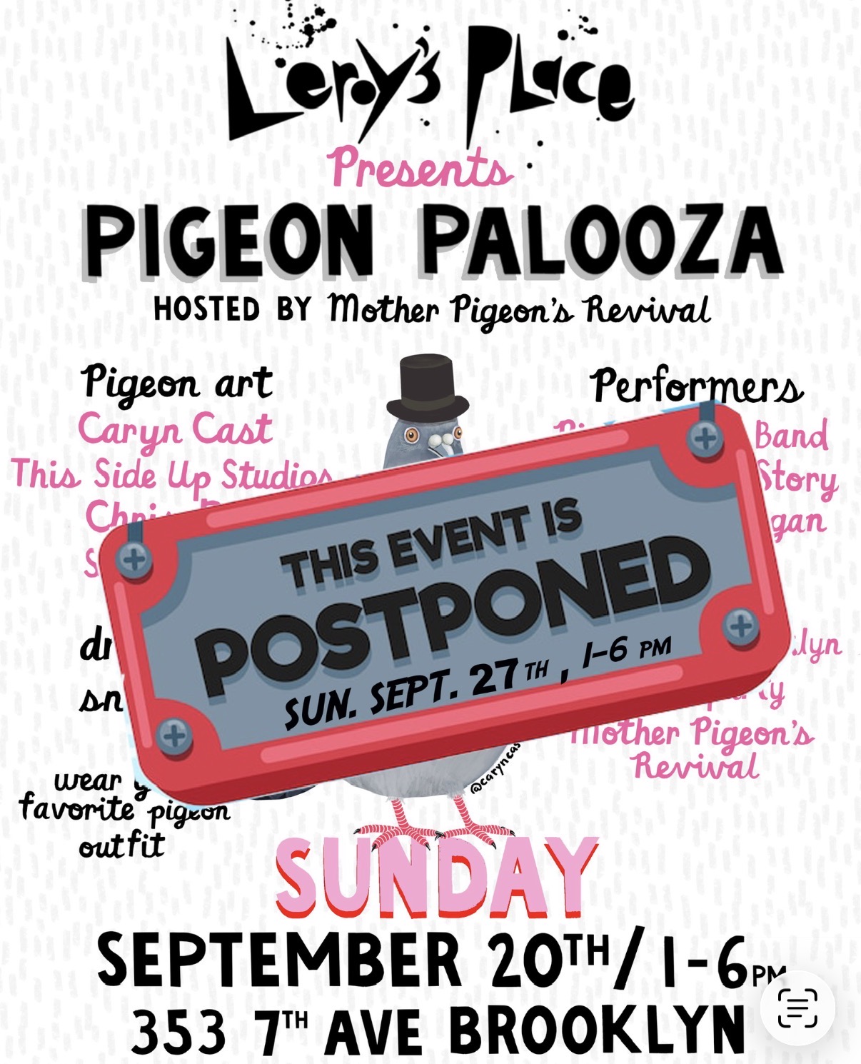 pigeon palooza rain date