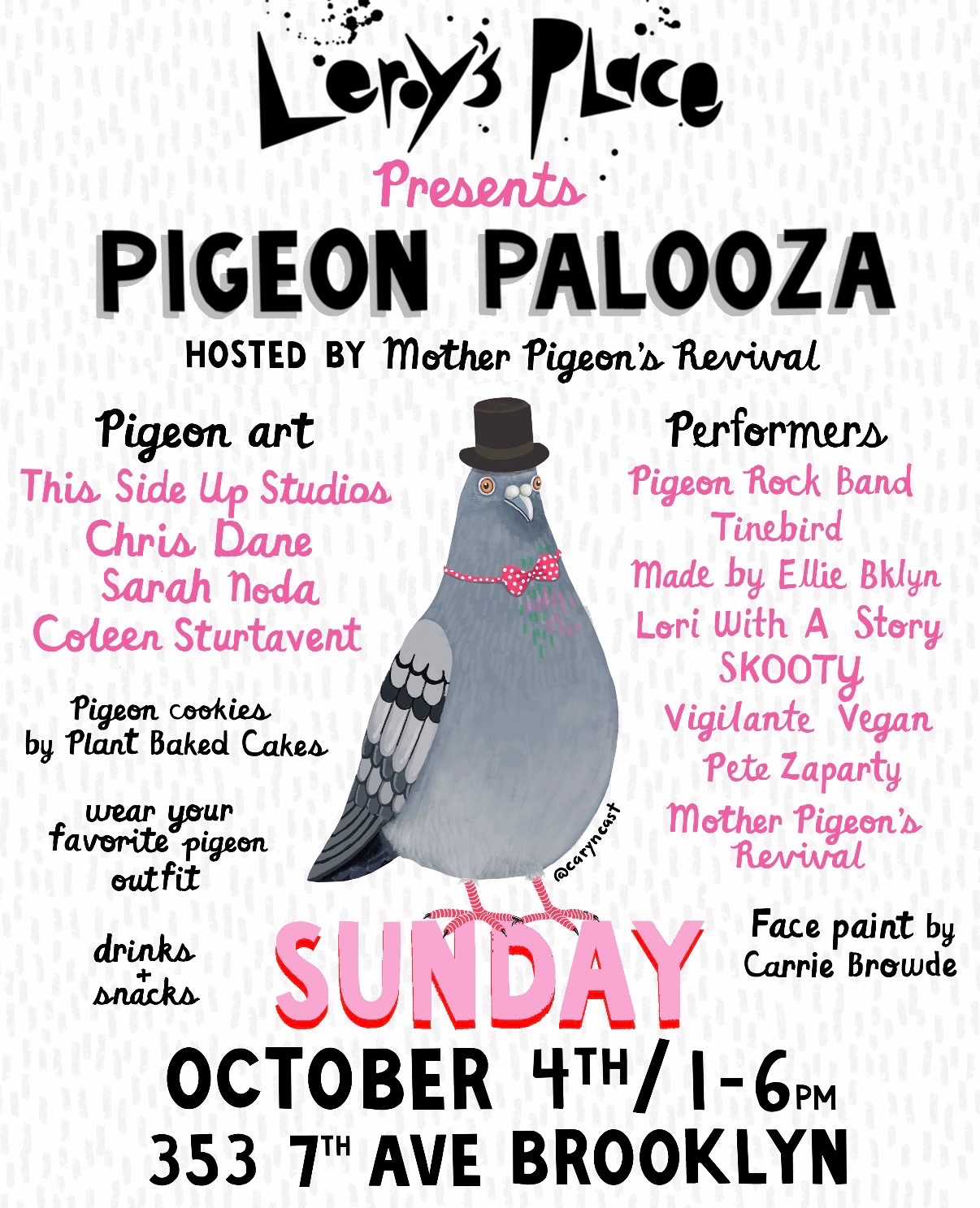 *rescheudled* pigeon palooza